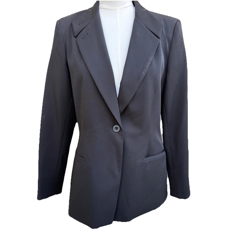 Harve Benard Black Blazer Womens Size 8 Asymmetrical Lapel Tailored Jacket